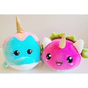 Narwhal & Galupy Rainbow Unicorn Plush Toy Plushies Set of 2 Stuffy
